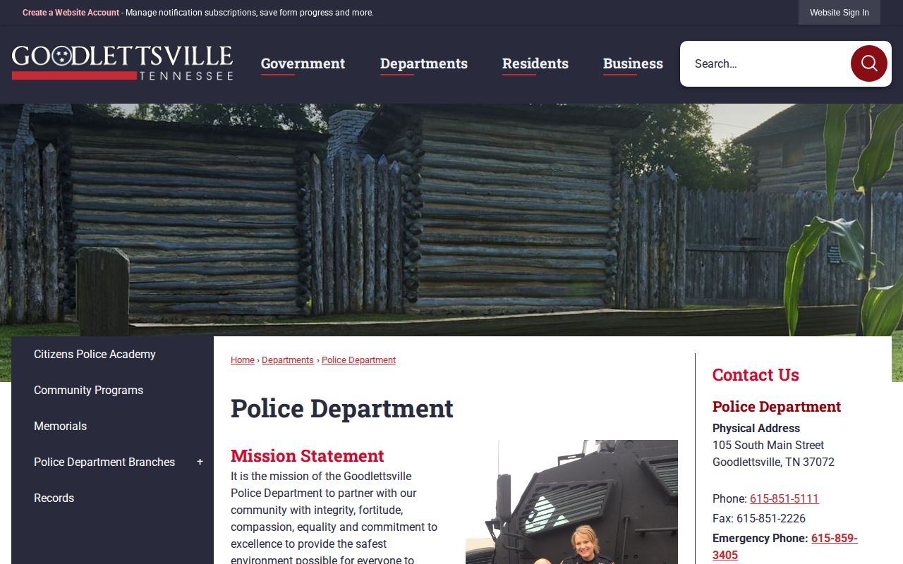 Davidson County Goodlettsville police records source for arrest information